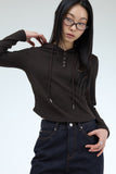 PRTN)Ribbed logo button hood top