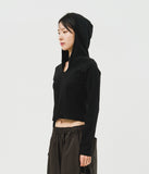 (W) Circle Ribbed Hoodie