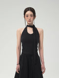 LONG TIE HALTER TOP