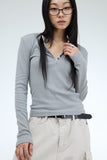 Crotty Button Ribbed T-shirt