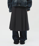 (W) Belted Pleats Skirt