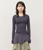 (W) Ink Curved Long Tee