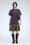 Meshid flare mid-length skirt