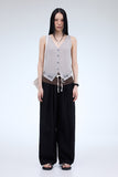 PRTN) Stripe Summer Banding Trousers