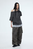 PRTN) Hotfix One-Shoulder Unbalanced T-shirt