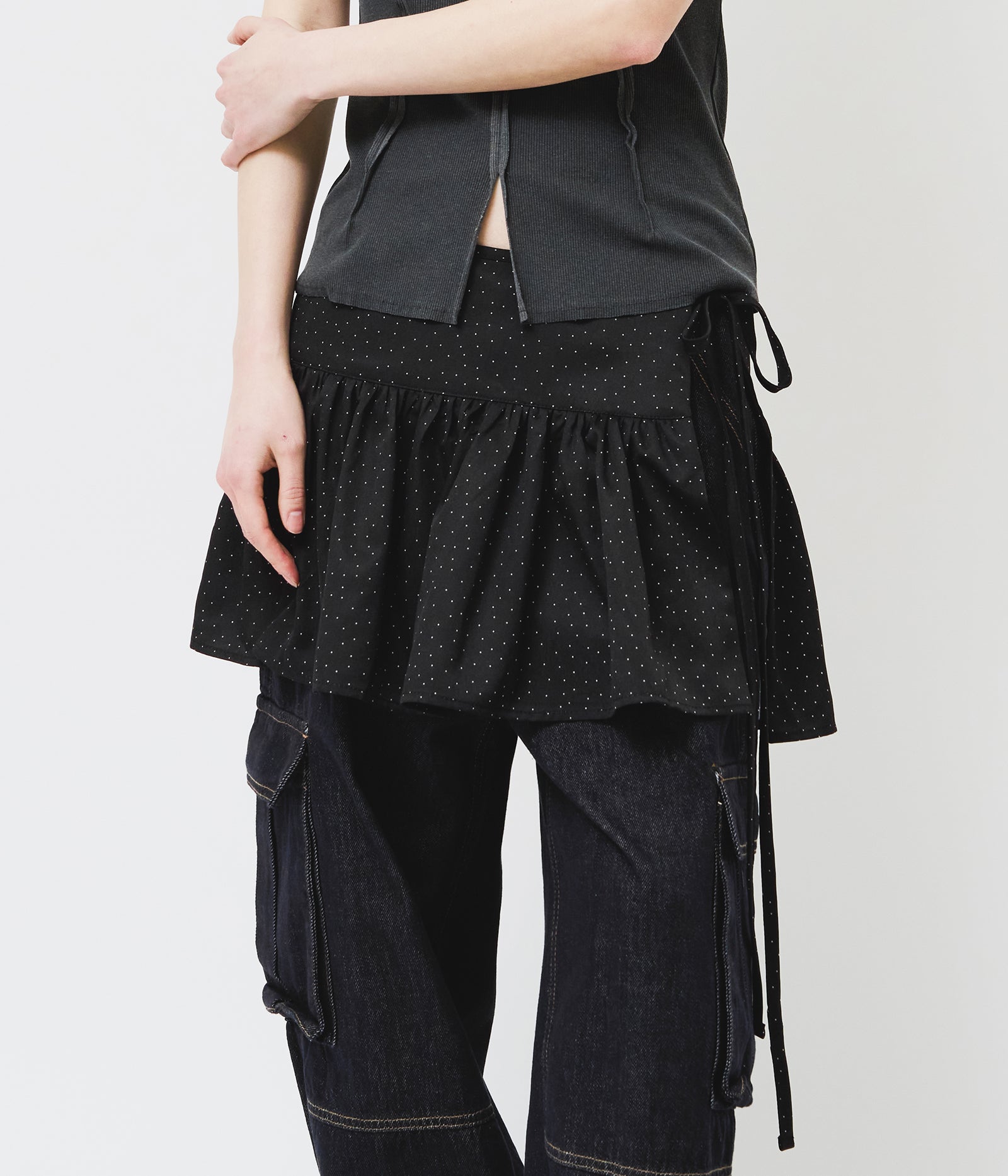 【HI FI FNK】(W) Dot Frill Wrap Skirt HI FI FNK(ハイファイファンク) - (W)ドットフリルラップ