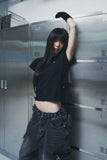 (W) DSMT METAL LOGO CROP TOP