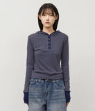 (W) Spell Striped Hooded Top