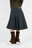 Belt pleated skirt