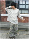 Obdic U-Neck See-Through Linen Long Sleeve