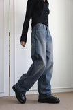 Black line wide denim