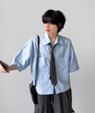 Preppy Crop Half Shirt