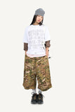 Slub color matching raglan three quarter T-shirt
