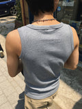 Fog Ribbed Henley Neck Sleeveless