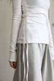 One shoulder open shirring tee