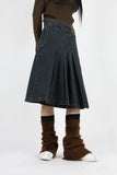 Belt pleated skirt