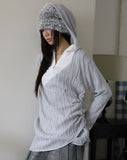 Wave hood wrap knit