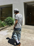 Rope Light Washing Bermuda Denim Pants