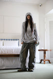 Wave hood wrap knit