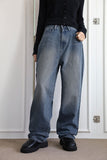 Black line wide denim