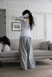 One shoulder open shirring tee