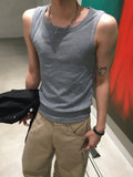 Fog Ribbed Henley Neck Sleeveless