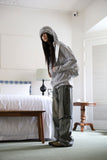 Wave hood wrap knit