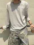 Obdic U-Neck See-Through Linen Long Sleeve