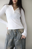 Collar neck button T-shirt