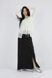 Slit fringe maxi skirt