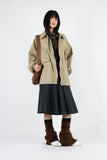 Belt pleated skirt