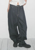 TUCK WIDE DENIM PT