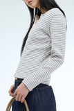 Orian stripe button T-shirt