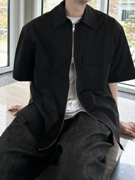 【DISCERNMENT】Fallen Half Shirt Zip-up DISCERNMENT (ディーサーメント) - フォールン半袖シャツジップ