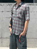 Connie Wrinkle Check Half Shirt