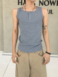Fog Ribbed Henley Neck Sleeveless