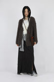 Slit fringe maxi skirt
