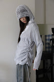 Wave hood wrap knit
