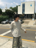 Obdic U-Neck See-Through Linen Long Sleeve