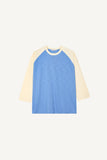 Slub color matching raglan three quarter T-shirt