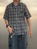 Connie Wrinkle Check Half Shirt