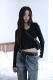 Round simple ribbed cardigan