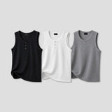 Fog Ribbed Henley Neck Sleeveless