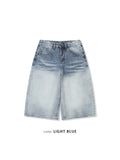 Rope Light Washing Bermuda Denim Pants