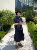 Connie Wrinkle Check Half Shirt