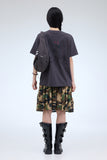 Meshid flare mid-length skirt