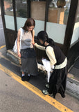 DOUBLE MIXED CHECK SKIRT
