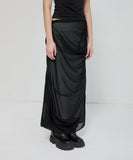 Draped Mesh Layered Long Skirt