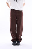 Snow embroidery wide cotton pants