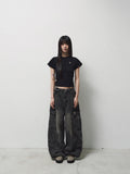(W) DSMT METAL LOGO CROP TOP